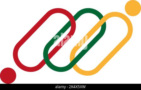 Three diagonal figures logo, illustration, vector on a white background. Stock Vector