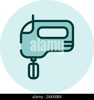 Household electronics hand mixer, illustration, vector on a white background. Stock Vector