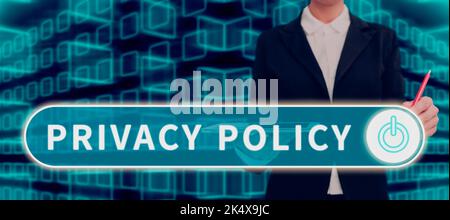 Handwriting text Privacy Policy. Concept meaning Documentation regarding the management of the client s is data Stock Photo