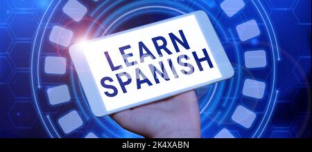 Text showing inspiration Learn Spanish. Business concept to train writing and speaking the national language of Spain Stock Photo