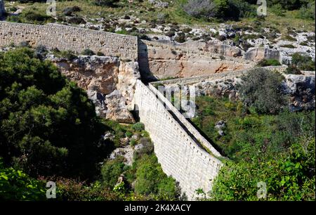 Victoria lines fortifications on Malta island ("The Great Wall of Malta") Stock Photo