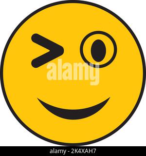 Winking smiley, illustration, vector on a white background. Stock Vector