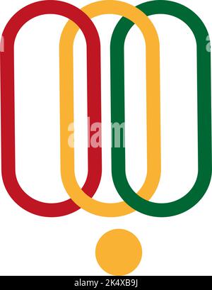 Three vertical figures logo, illustration, vector on a white background. Stock Vector