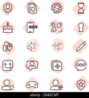 Account icon set, illustration, vector on a white background. Stock Vector