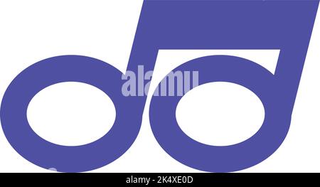 Blue Music note, illustration, vector on a white background. Stock Vector