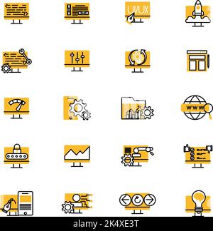 Web development icon set, illustration, vector on a white background. Stock Vector