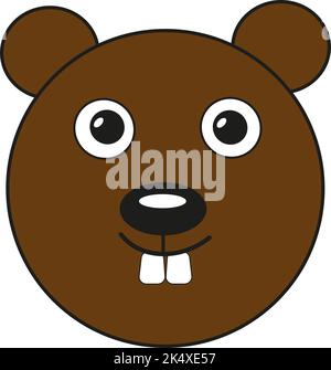Brown beaver, illustration, vector on a white background. Stock Vector