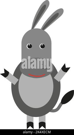 Grey donkey, illustration, vector on a white background. Stock Vector