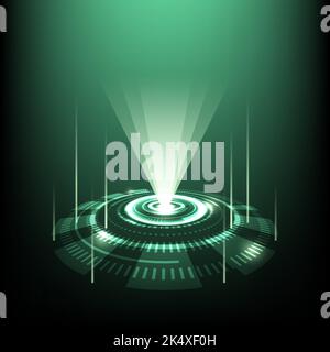 Abstract technology circle design and laser beam background. Vector illustration. Stock Vector