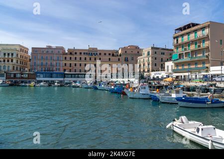 ANZIO, ROME, ITALY - July 18, 2022: View of the ancient commercial port of Anzio a city about 51 kilometres (32 mi) south of Rome. Stock Photo