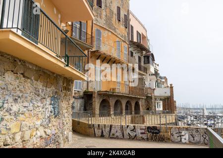 NETTUNO, ROME, ITALY - July 18, 2022: old houses in the ancient village of Nettuno about 51 kilometres (32 mi) south of Rome Stock Photo