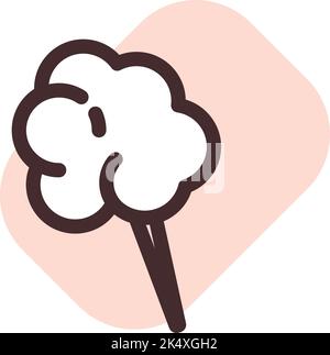 Cotton candy on a stick, illustration, vector on a white background. Stock Vector