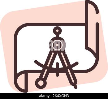 Architecture compass, illustration, vector on a white background. Stock Vector