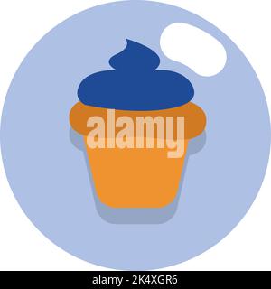 Blueberry cupcake, illustration, vector on a white background. Stock Vector