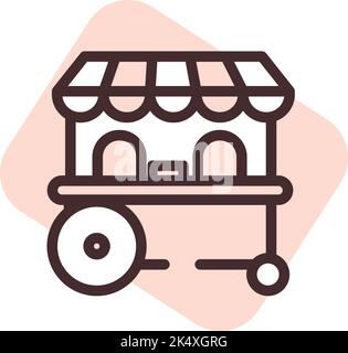Circus ticket booth, illustration, vector on a white background. Stock Vector