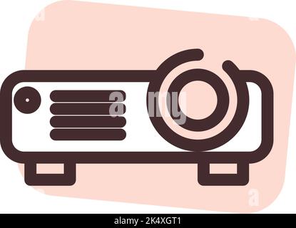 Cinema video projector, illustration, vector on a white background. Stock Vector