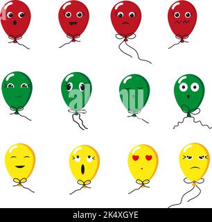 Emotional balloons, illustration, vector on a white background. Stock Vector