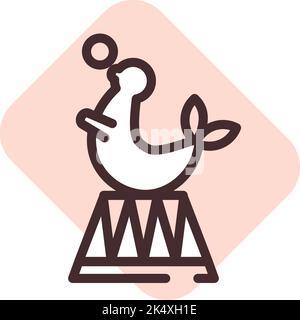 Circus fur seal show, illustration, vector on a white background. Stock Vector