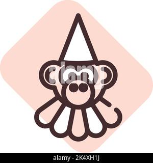 Circus monkey, illustration, vector on a white background. Stock Vector
