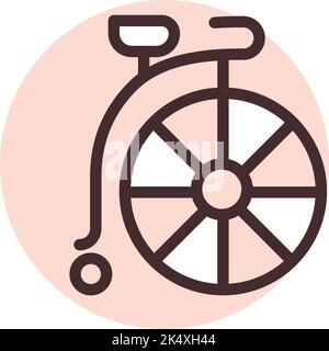 Circus unicycle with big wheel, illustration, vector on a white background. Stock Vector