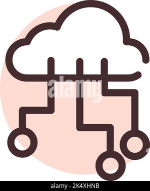 Computer server sync, illustration, vector on a white background. Stock Vector