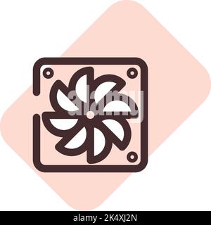 Computer fan, illustration, vector on a white background. Stock Vector