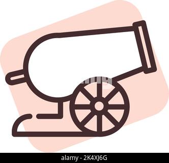 Circus cannon, illustration, vector on a white background. Stock Vector