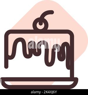 Jelly cherry cake, illustration, vector on a white background. Stock Vector