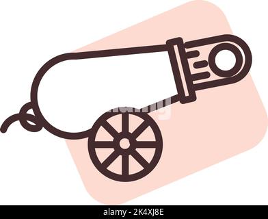 Circus cannon fire, illustration, vector on a white background. Stock Vector
