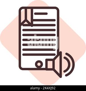 Reading audiobook, illustration, vector on a white background. Stock Vector