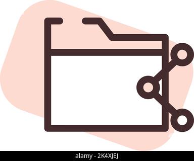 Computer folder share, illustration, vector on a white background. Stock Vector