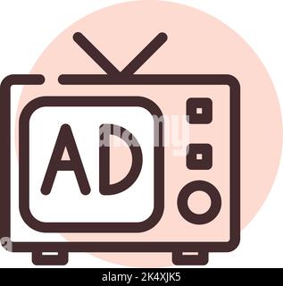 Television ad, illustration, vector on a white background. Stock Vector