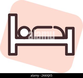 Sleeping bed, illustration, vector on a white background. Stock Vector