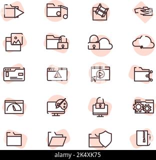 Computer folders security, illustration, vector on a white background. Stock Vector