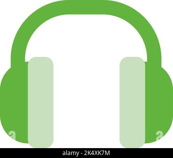 Green headphones, illustration, vector on a white background. Stock Vector