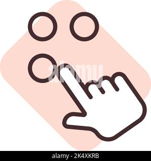 Disability braille reading, illustration, vector on a white background. Stock Vector