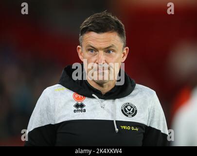 Sheffield, UK. 4th Oct, 2022. Paul Heckingbottom manager of Sheffield Utd during the Sky Bet Championship match at Bramall Lane, Sheffield. Picture credit should read: Lexy Ilsley/Sportimage Credit: Sportimage/Alamy Live News Stock Photo