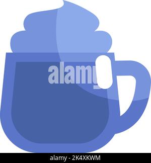 Iced coffe with whipped cream, illustration, vector on a white background. Stock Vector