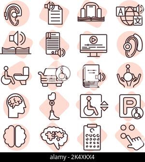 Disability program, illustration, vector on a white background. Stock Vector
