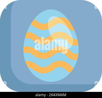 Blue easter egg with yellow stripes, illustration, vector on a white background. Stock Vector
