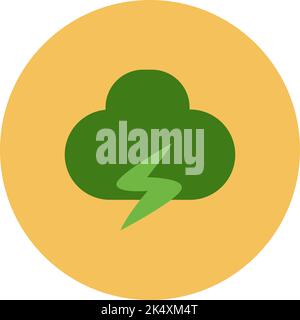 Green ecology thunder cloud, illustration, vector on a white background. Stock Vector