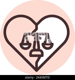 Legal divorce law, illustration, vector on a white background. Stock Vector