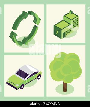 isometric ecology and energy Stock Vector