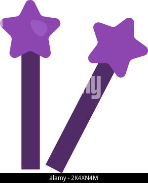 Halloween magic wand, illustration, vector on a white background. Stock Vector