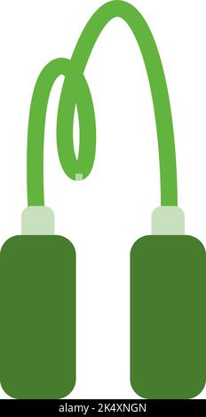 Green skipping rope, illustration, vector on a white background. Stock Vector
