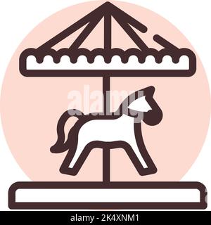 Circus kid carousel, illustration, vector on a white background. Stock Vector
