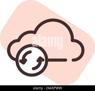 Computer cloud sync, illustration, vector on a white background. Stock Vector