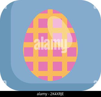 Pink egg with yellow squares, illustration, vector on a white background. Stock Vector