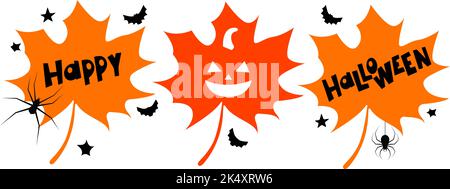 Happy Halloween autumn Leaf vector illustration Stock Vector