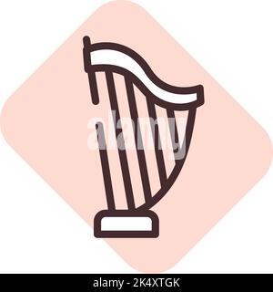 Harp music, illustration, vector on a white background. Stock Vector